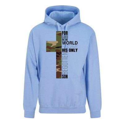 Green Camo Christian Cross Gifts John 316 Bible Verse Unisex Surf Hoodie