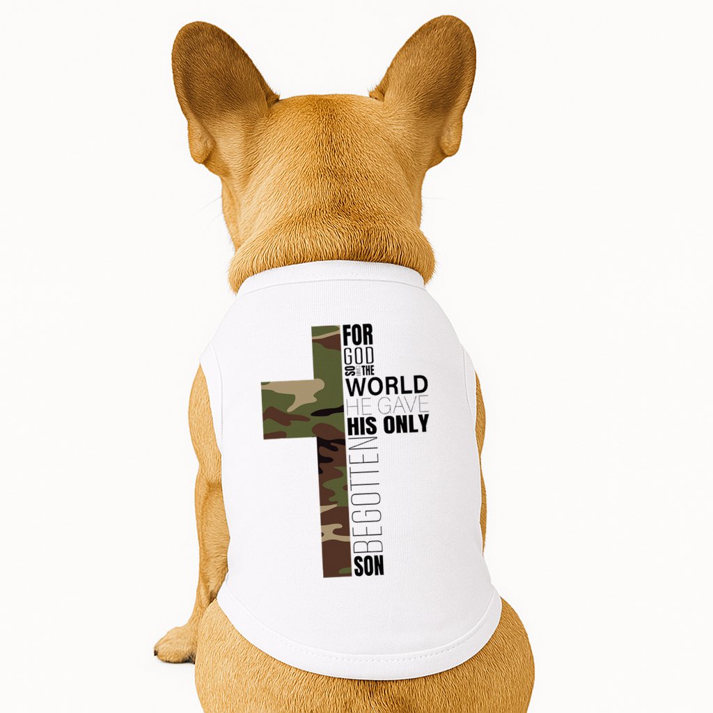 Green Camo Christian Cross Gifts John 316 Bible Verse Doggie Tank