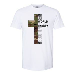 Green Camo Christian Cross Gifts John 316 Bible Verse Softstyle CVC T-Shirt