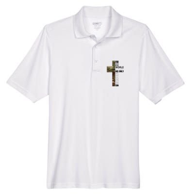 Green Camo Christian Cross Gifts John 316 Bible Verse Men's Origin Performance Piqué Polo