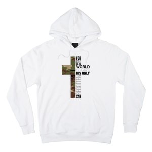 Green Camo Christian Cross Gifts John 316 Bible Verse Hoodie