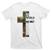 Green Camo Christian Cross Gifts John 316 Bible Verse T-Shirt