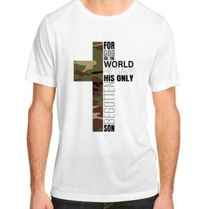 Green Camo Christian Cross Gifts John 316 Bible Verse Adult ChromaSoft Performance T-Shirt