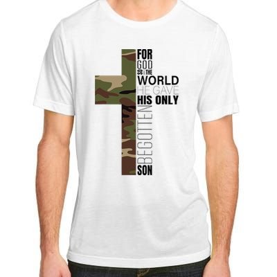 Green Camo Christian Cross Gifts John 316 Bible Verse Adult ChromaSoft Performance T-Shirt