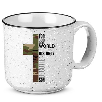 Green Camo Christian Cross Gifts John 316 Bible Verse 15oz Campfire Ceramic Mug
