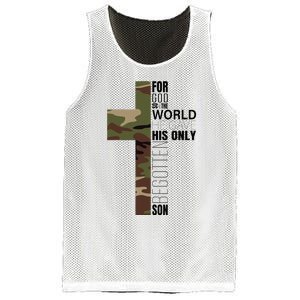 Green Camo Christian Cross Gifts John 316 Bible Verse Mesh Reversible Basketball Jersey Tank