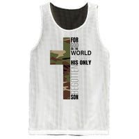 Green Camo Christian Cross Gifts John 316 Bible Verse Mesh Reversible Basketball Jersey Tank