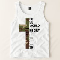 Green Camo Christian Cross Gifts John 316 Bible Verse Tank Top