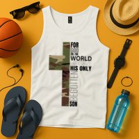 Green Camo Christian Cross Gifts John 316 Bible Verse Tank Top