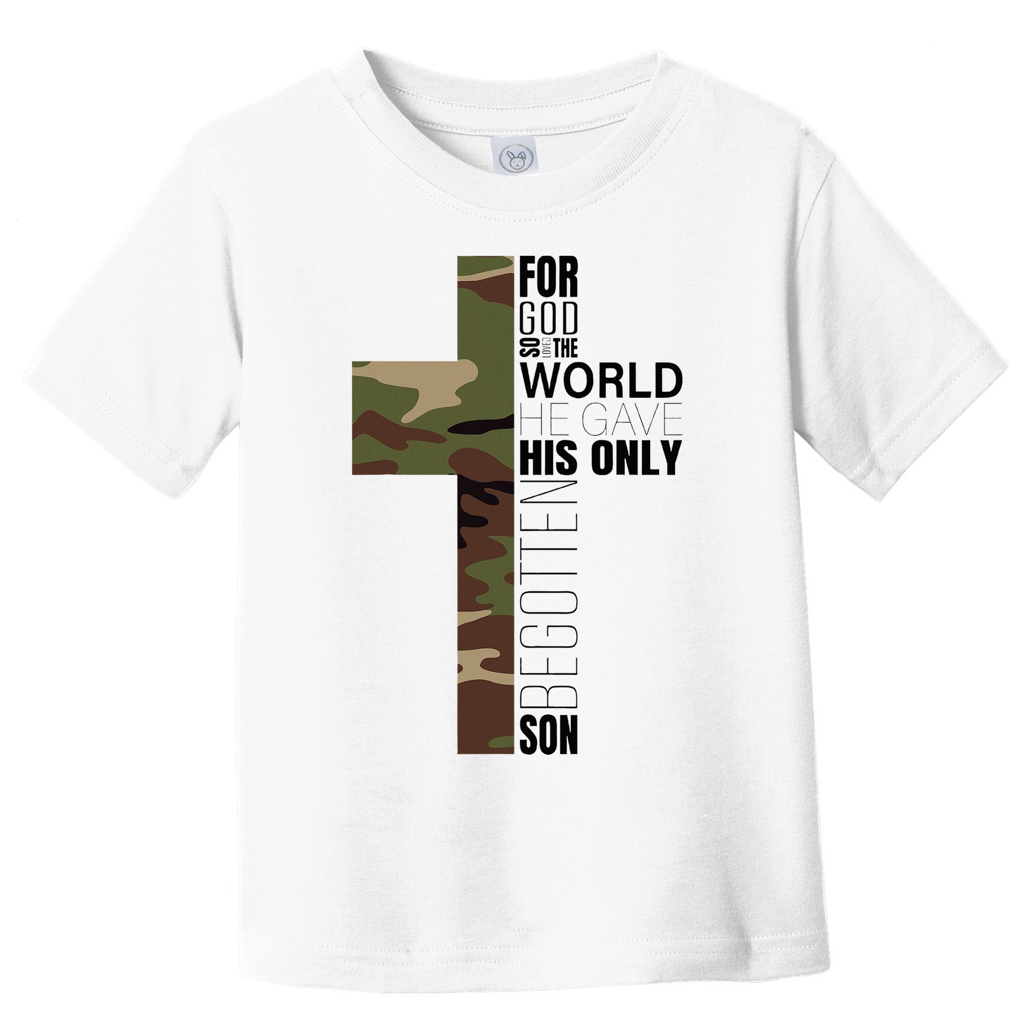 Green Camo Christian Cross Gifts John 316 Bible Verse Toddler T-Shirt