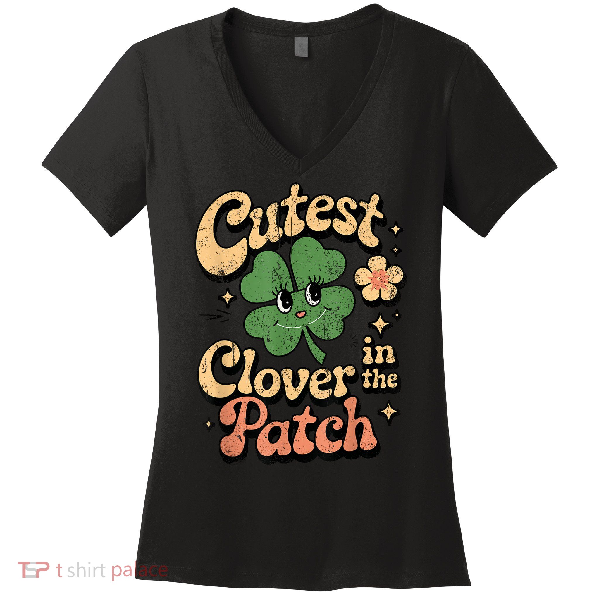 Girl Cutest Clover In The Patch Baby St Patricks Day Gift Women's V-Neck T-Shirt