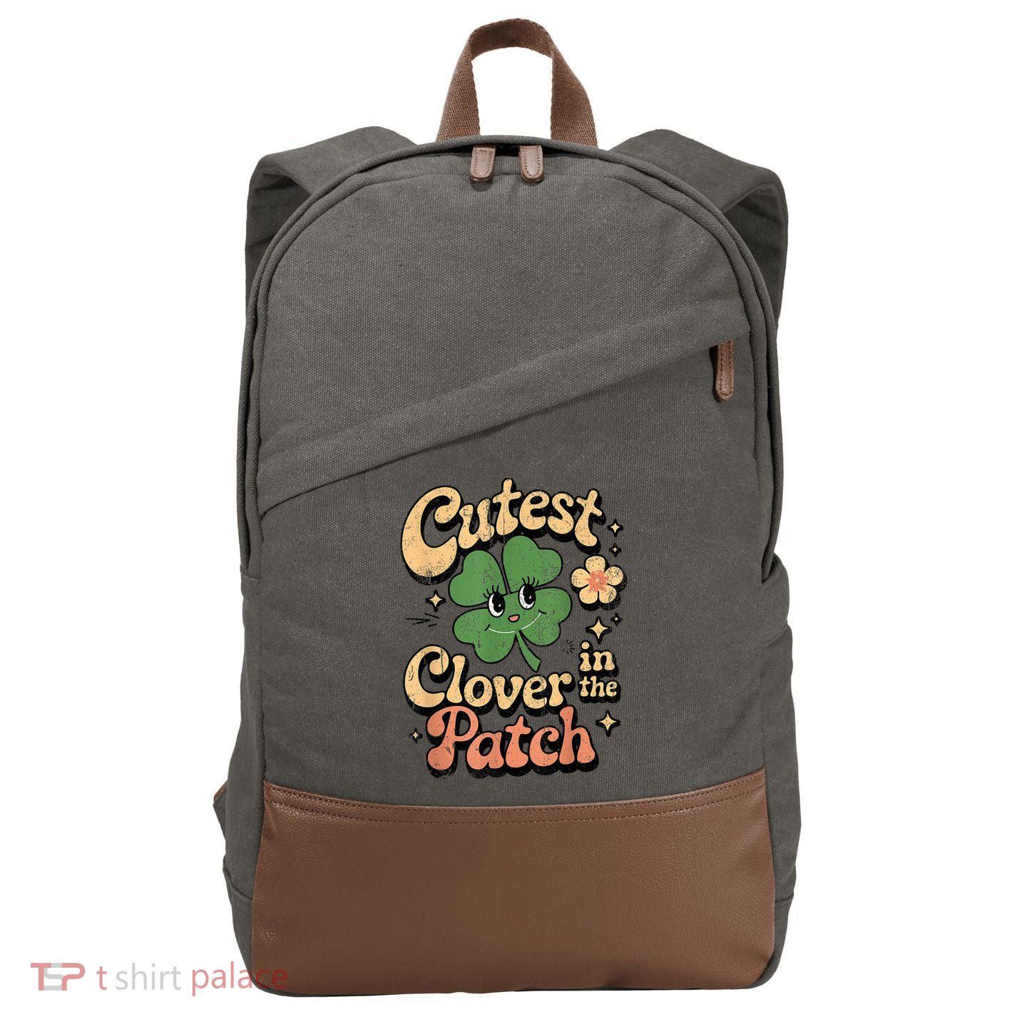 Girl Cutest Clover In The Patch Baby St Patricks Day Gift Cotton Canvas Backpack