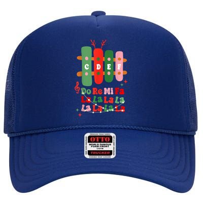 Groovy Christmas Cdef Do Re Mi Fa La La La La Music Teacher Xmas Gift High Crown Mesh Back Trucker Hat