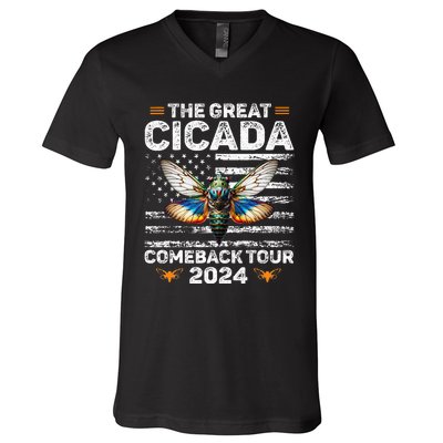 Great Cicada Come Back 2024 Cicada Invasion 2024 V-Neck T-Shirt