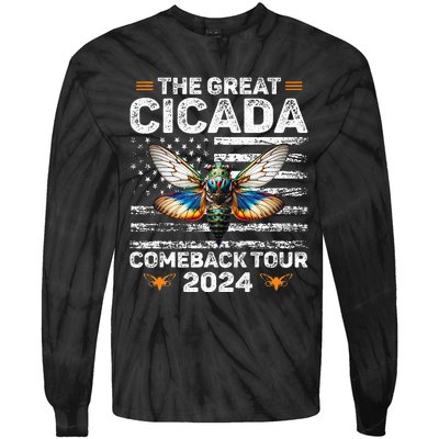 Great Cicada Come Back 2024 Cicada Invasion 2024 Tie-Dye Long Sleeve Shirt