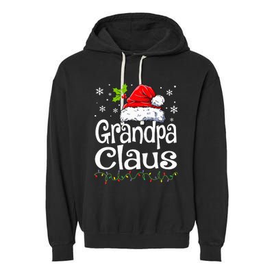 Grandpa Claus Christmas Lights Pajama Family Garment-Dyed Fleece Hoodie