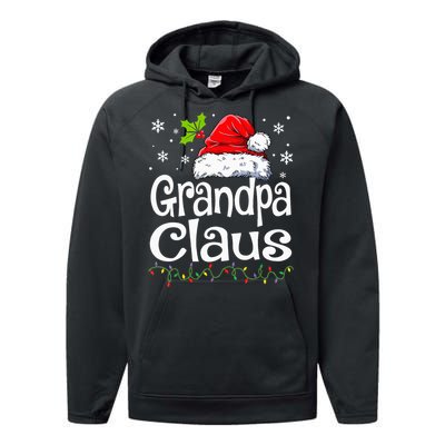 Grandpa Claus Christmas Lights Pajama Family Performance Fleece Hoodie