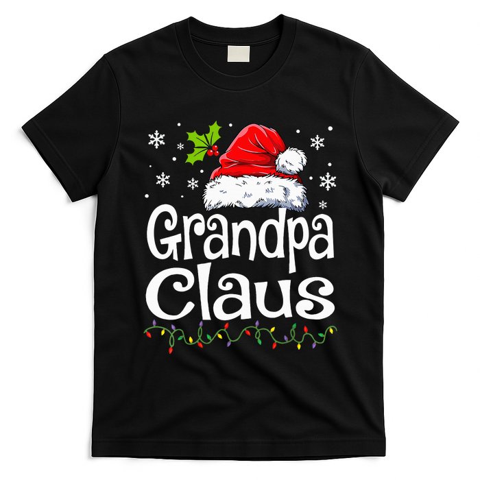 Grandpa Claus Christmas Lights Pajama Family T-Shirt