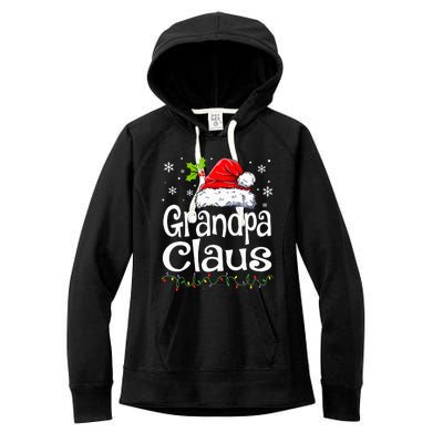 Grandpa Claus Christmas Lights Pajama Family Women's Fleece Hoodie