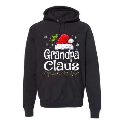 Grandpa Claus Christmas Lights Pajama Family Premium Hoodie