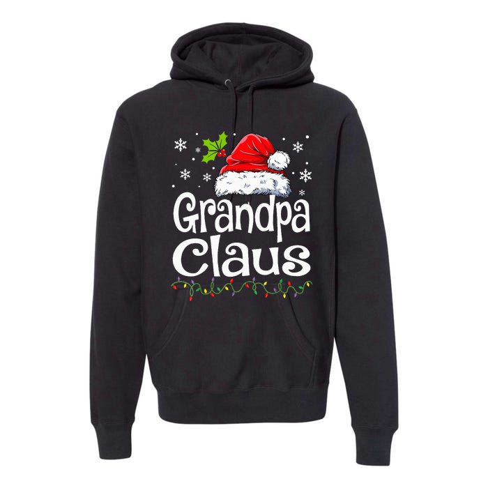 Grandpa Claus Christmas Lights Pajama Family Premium Hoodie