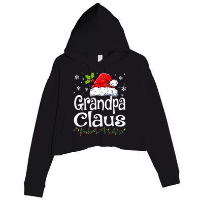 Grandpa Claus Christmas Lights Pajama Family Crop Fleece Hoodie