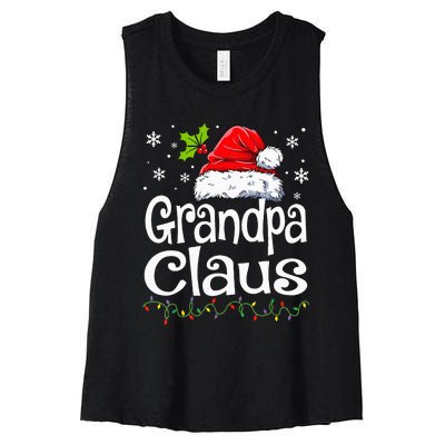 Grandpa Claus Christmas Lights Pajama Family Women's Racerback Cropped Tank