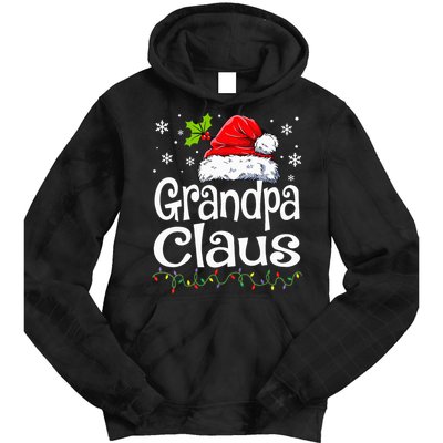 Grandpa Claus Christmas Lights Pajama Family Tie Dye Hoodie