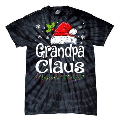 Grandpa Claus Christmas Lights Pajama Family Tie-Dye T-Shirt