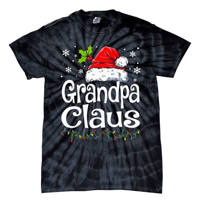 Grandpa Claus Christmas Lights Pajama Family Tie-Dye T-Shirt