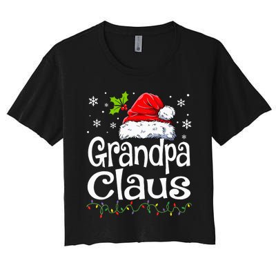 Grandpa Claus Christmas Lights Pajama Family Women's Crop Top Tee