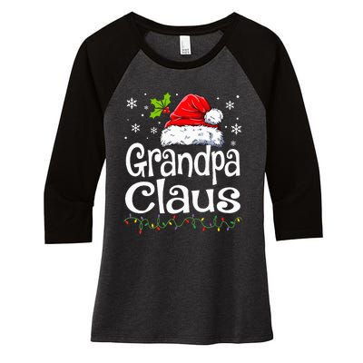 Grandpa Claus Christmas Lights Pajama Family Women's Tri-Blend 3/4-Sleeve Raglan Shirt