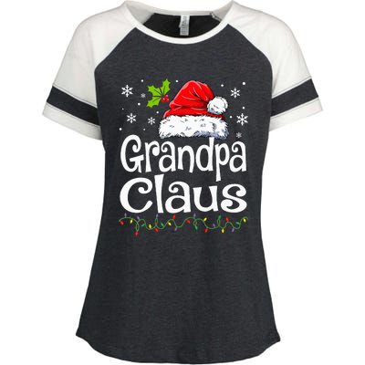 Grandpa Claus Christmas Lights Pajama Family Enza Ladies Jersey Colorblock Tee