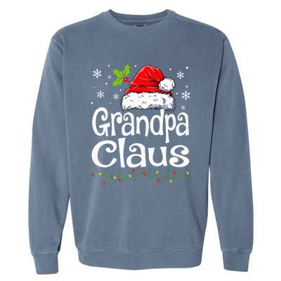 Grandpa Claus Christmas Lights Pajama Family Garment-Dyed Sweatshirt