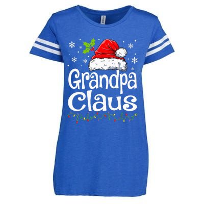 Grandpa Claus Christmas Lights Pajama Family Enza Ladies Jersey Football T-Shirt