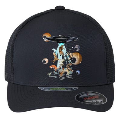 Galaxy Cat Cat UFO Apparel Flexfit Unipanel Trucker Cap