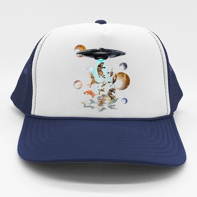 Galaxy Cat Cat UFO Apparel Trucker Hat