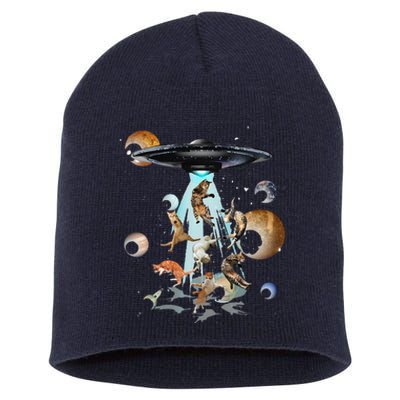 Galaxy Cat Cat UFO Apparel Short Acrylic Beanie