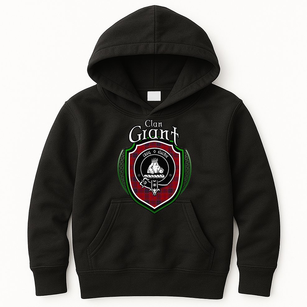 Grant Clan Crest Scottish Clan Grant Family Crest Badge Kids Hoodie