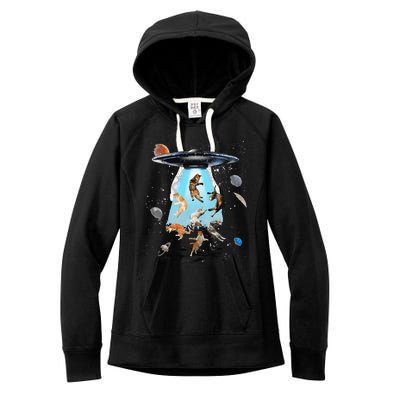 Galaxy Cat Cat UFO Funny Cat Cat Graphic Cat Owner Women's Fleece Hoodie