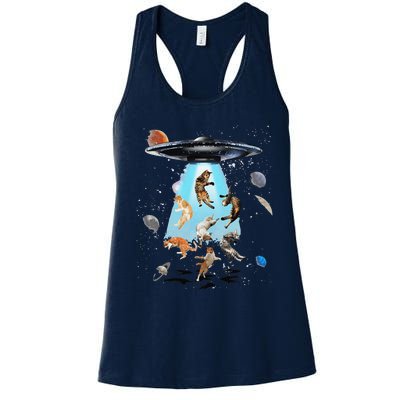 Galaxy Cat Cat UFO Funny Cat Cat Graphic Cat Owner Women's Racerback Tank