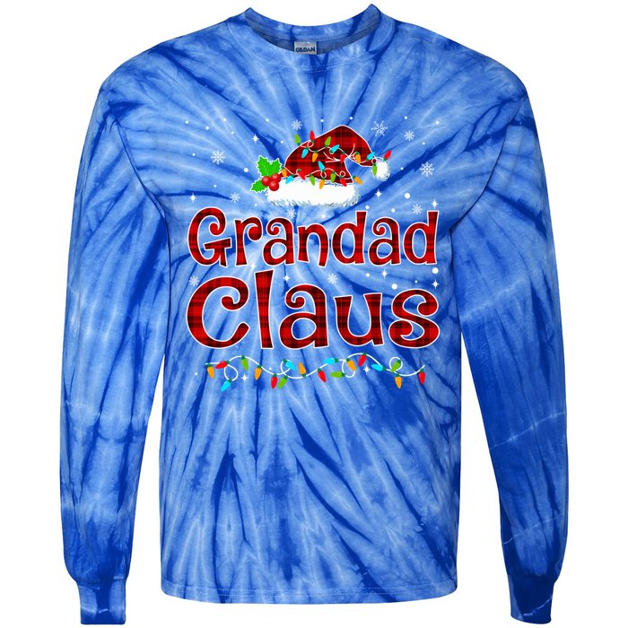 Grandad Claus Christmas Pajama Matching Family Xmas Lights Gift Tie-Dye Long Sleeve Shirt