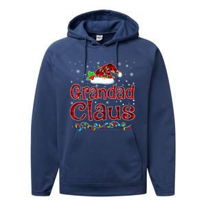 Grandad Claus Christmas Pajama Matching Family Xmas Lights Gift Performance Fleece Hoodie