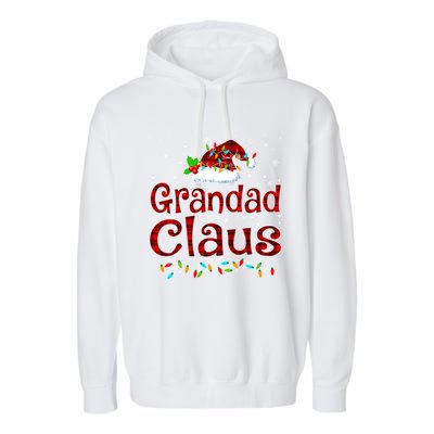 Grandad Claus Christmas Pajama Matching Family Xmas Lights Gift Garment-Dyed Fleece Hoodie