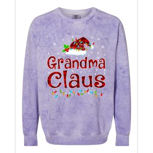 Grandma Claus Christmas Pajama Matching Family Xmas Lights Gift Colorblast Crewneck Sweatshirt