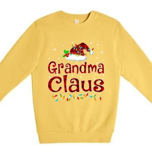 Grandma Claus Christmas Pajama Matching Family Xmas Lights Gift Premium Crewneck Sweatshirt