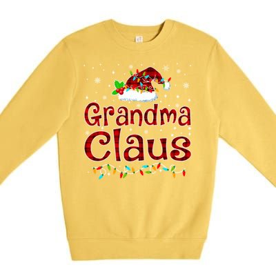 Grandma Claus Christmas Pajama Matching Family Xmas Lights Gift Premium Crewneck Sweatshirt