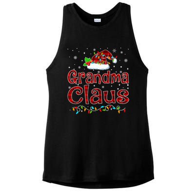 Grandma Claus Christmas Pajama Matching Family Xmas Lights Gift Ladies PosiCharge Tri-Blend Wicking Tank