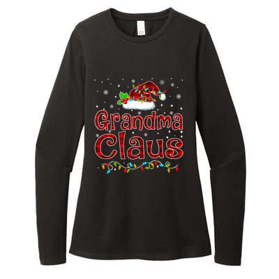 Grandma Claus Christmas Pajama Matching Family Xmas Lights Gift Womens CVC Long Sleeve Shirt