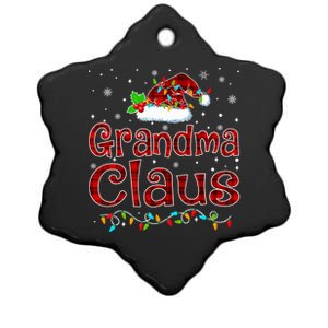 Grandma Claus Christmas Pajama Matching Family Xmas Lights Gift Ceramic Star Ornament